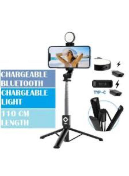 Selfie Stick with LED Light & Bluetooth Remote - Perfect for Self Portraits (1 Pcs)