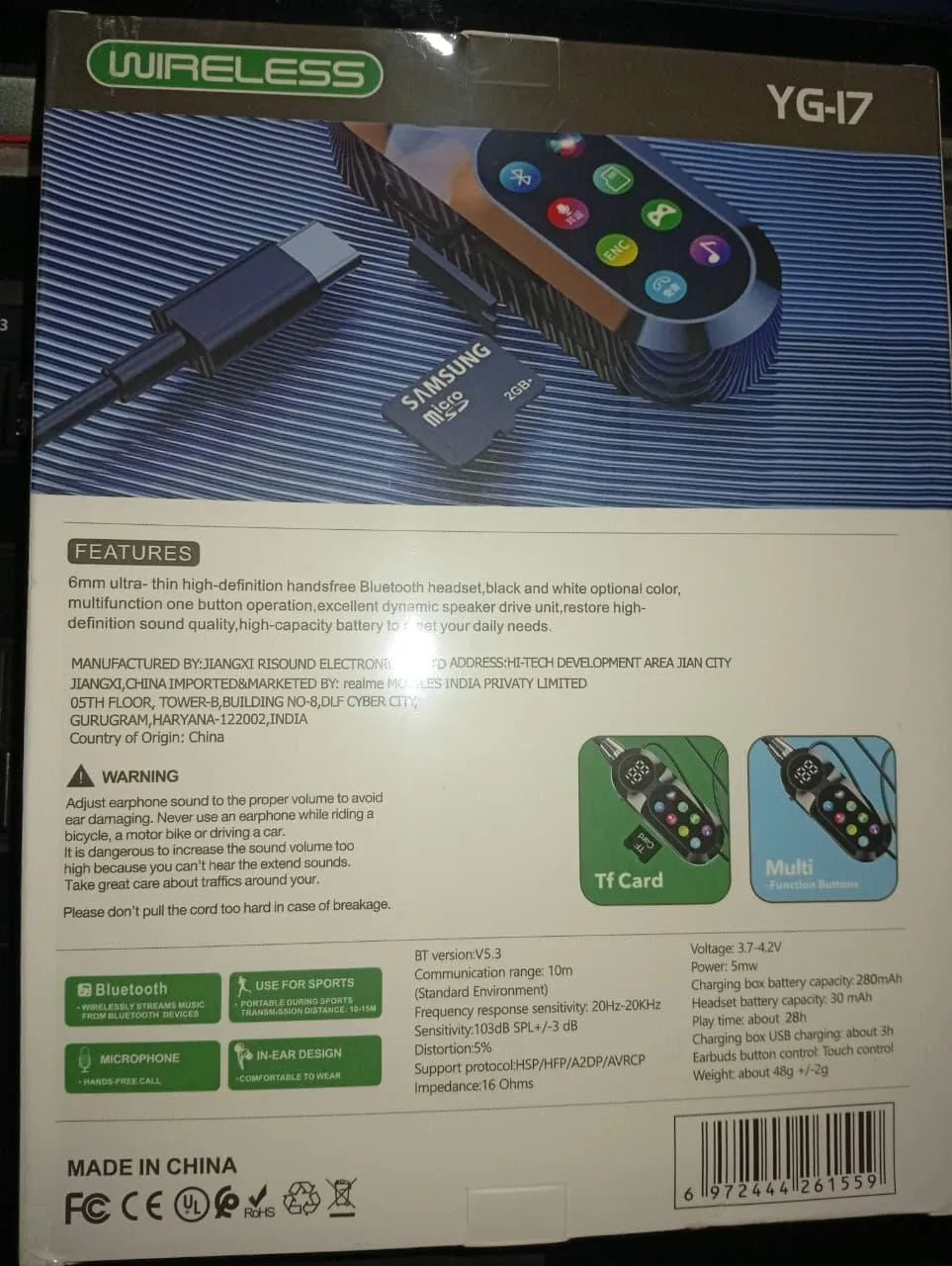 Super Bass YG-17 Wireless Neckband